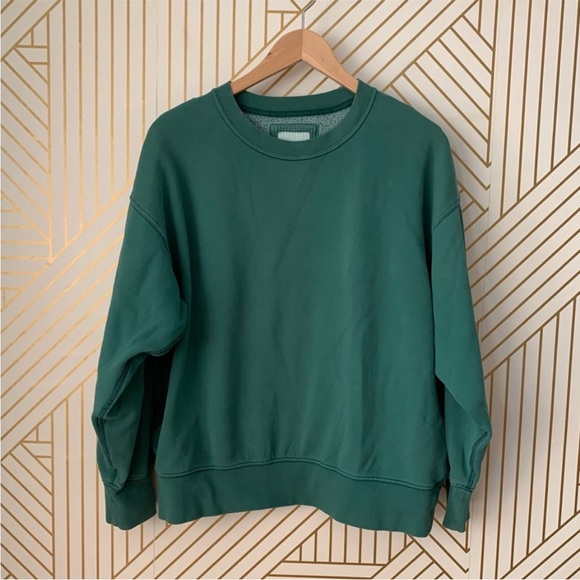 American Eagle Outfitters Crewneck cotton blend pullover green teal plush S - Picture 2 of 10
